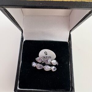 Bomb Party Swirling Shimmer Ring RBP8378 Lavender Topaz CZ Hematite Plating